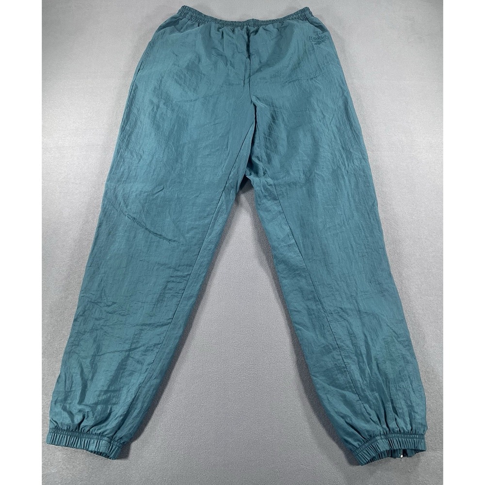 Vintage Reebok 80s 90s Windbreaker Pants Teal Green Mens Medium Nylon Track Pant